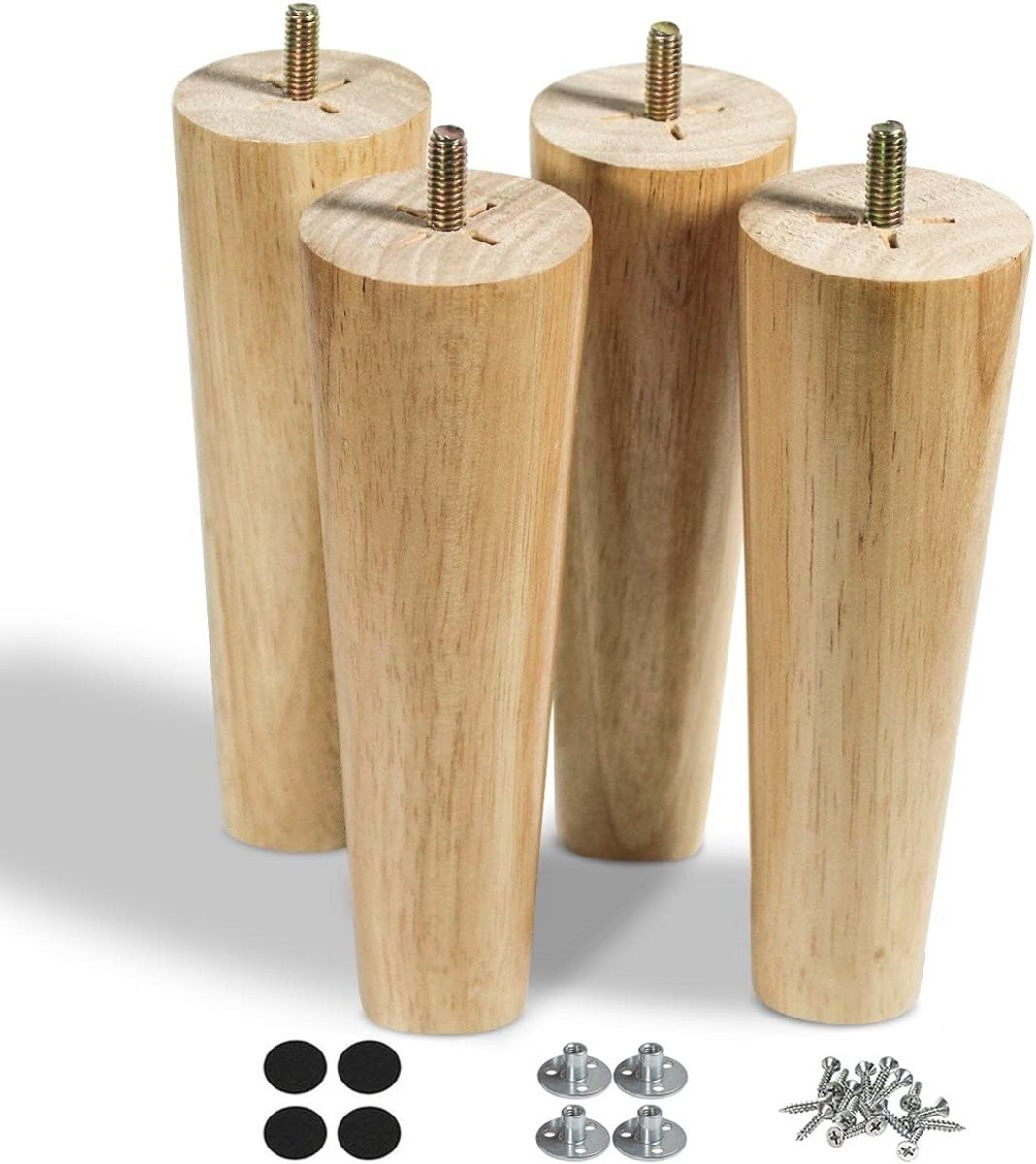 Set van 4 kegelvormige houten meubelpoten voor DIY meubels