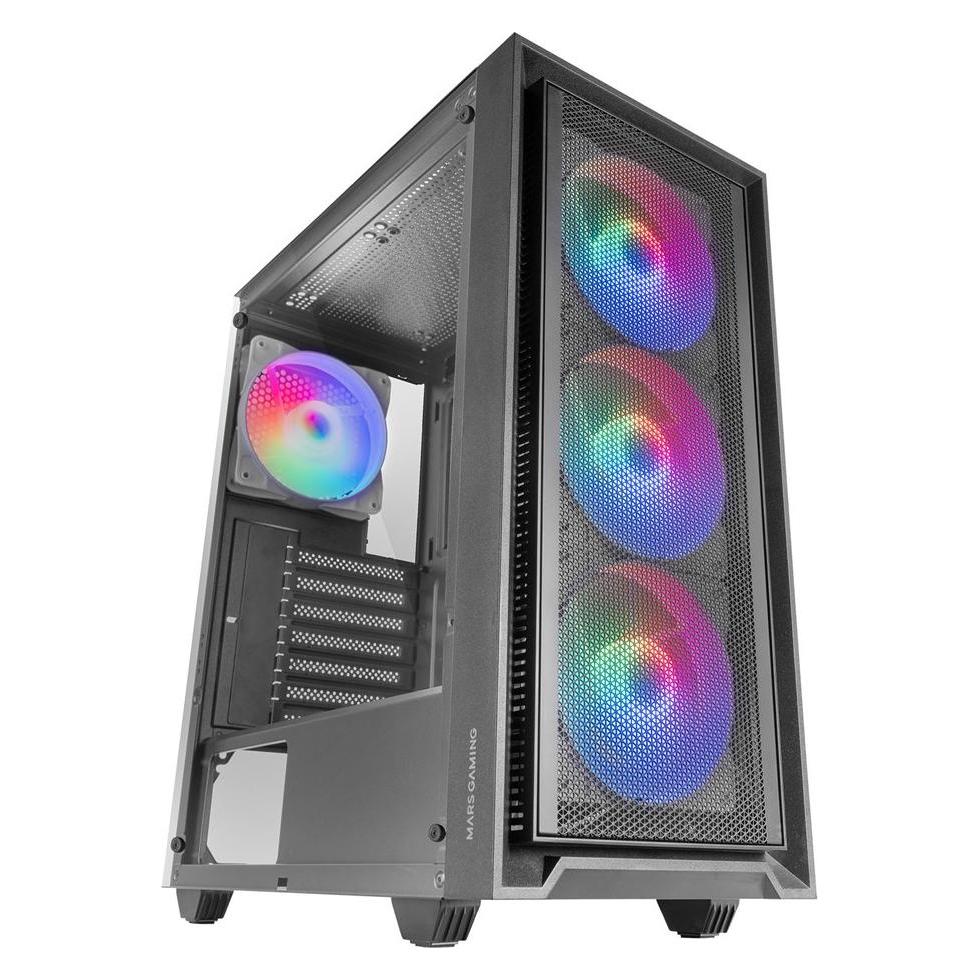 Mars Gaming Boitier Moyen Tour Atx Mc-Air RGB Avec Panneau Vitré (Noir) (ATX, mATX, Mini-ITX) (MC-AIR)