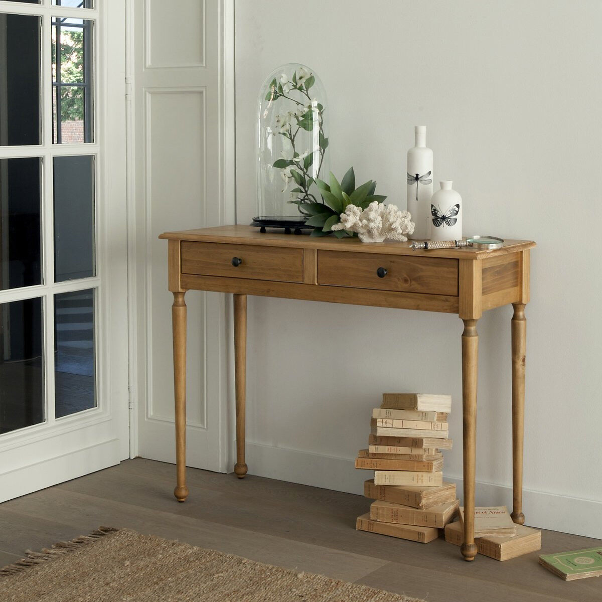 LA REDOUTE INTERIEURS Console 2 tiroirs, pin massif et MDF