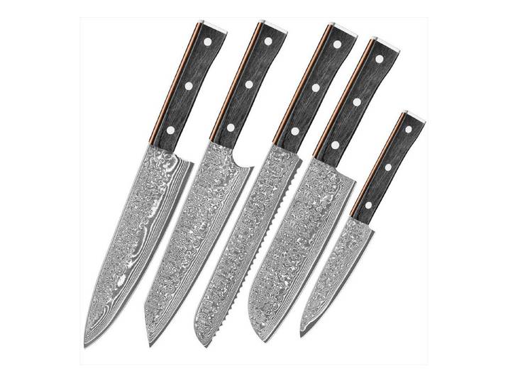 UniqueFire Messer-Set 5tlg. Damastmesser Set Küchenmesser aus 67 Lagen Damaststahl (5-tlg)