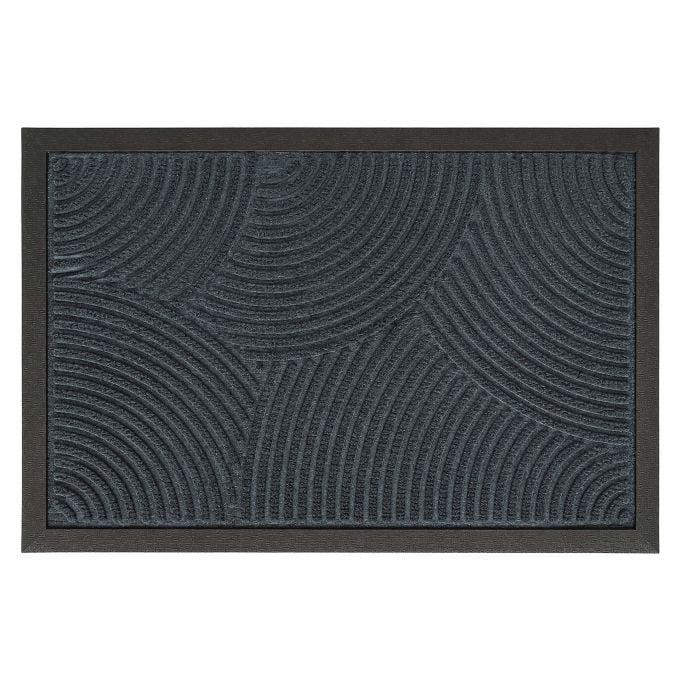 Relaxdays Deurmat Grijs, Polypropyleen en Rubber, Antislip, 60 x 40 cm