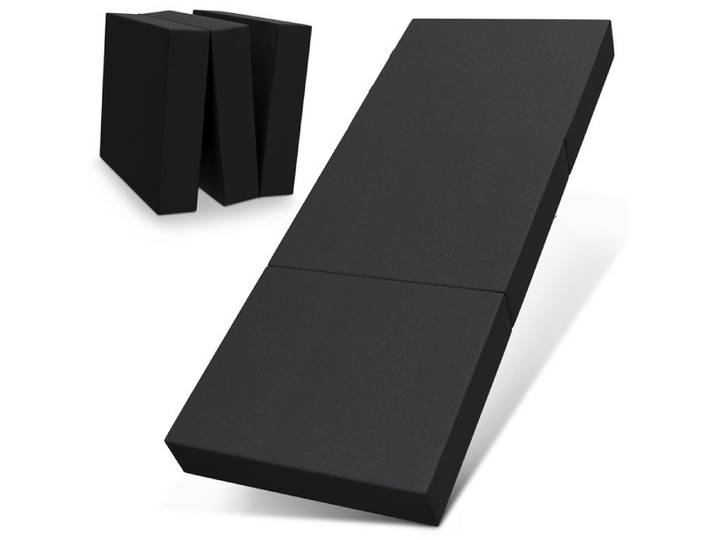 ELONEO Matelas Pliant 3 Parties Mousse Épaisse 15 cm Lavable Pour Adulte 90x200x15 cm noir