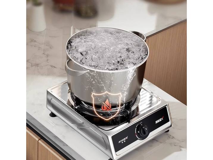 Cuisinière à gaz à brûleur unique, cuisinière à gaz liquéfié de bureau domestique, gaz naturel, feu féroce, acier inoxydable