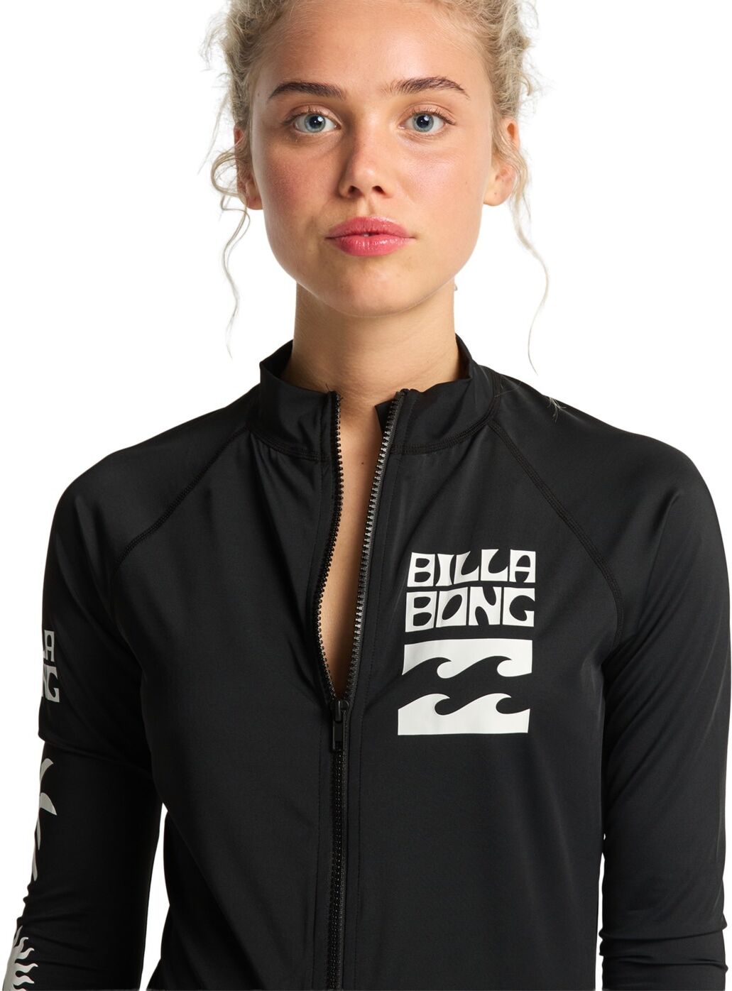 Rash Guard BILLABONG "Surf Capsule", Damen, Gr. L, schwarz-weiß (schwarz), Obermaterial: 82% Polyester, 18% Elasthan., Shirts Rash Guard