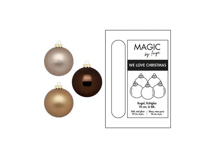 Weihnachtsbaumkugel Inge Weihnachtskugel, Elegant Lounge , bunt (braun, goldfarben, grau), Ø:10cm, Glas, Weihnachtsbaumkugeln, Weihnachtsbaumkugel