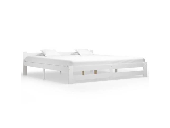CHIC Cadre de lit Blanc Bois de pin massif Cadre de lit moderne Lit double 200x200 cm 9747