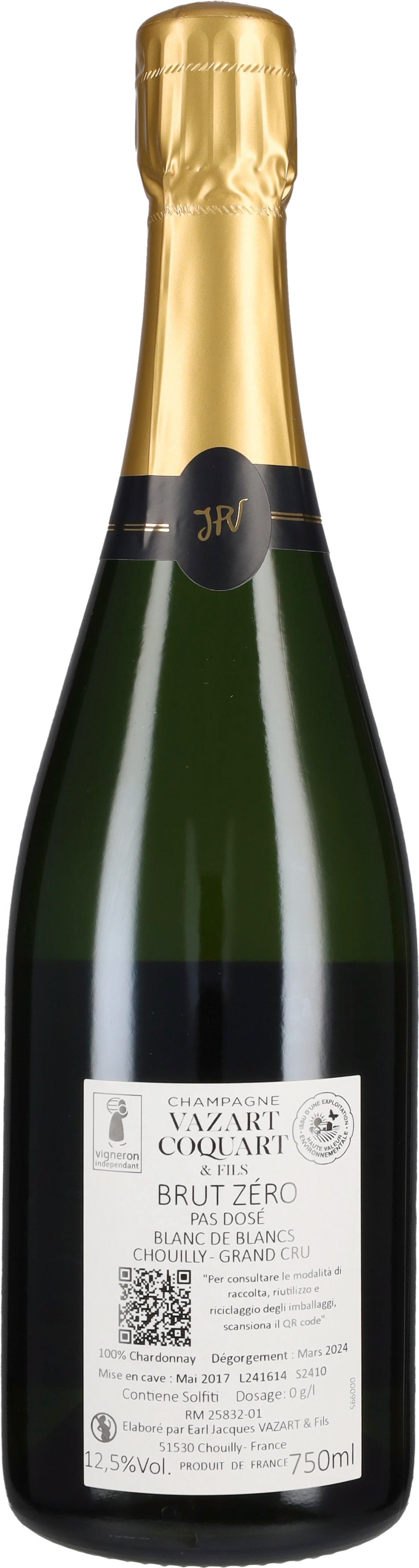 Vazart Coquart Champagne Brut Zero Blanc de Blancs Grand Cru Vazart-Coquart