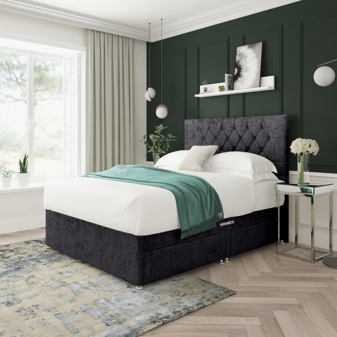 17 Stories Upholstered Divan Bed Base Only Black Small Double (4')