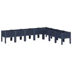Helloshop26 - Erhöhtes Hochbeet elegantes Design Terrasse Garten 200 x 160 x 42 cm aus PP blaugrau