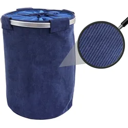 Wäschesammler MCW-C34, Laundry Wäschekorb Wäschebox Wäschesack Wäschebehälter mit Netz, 55x39cm 65l ~ cord blau