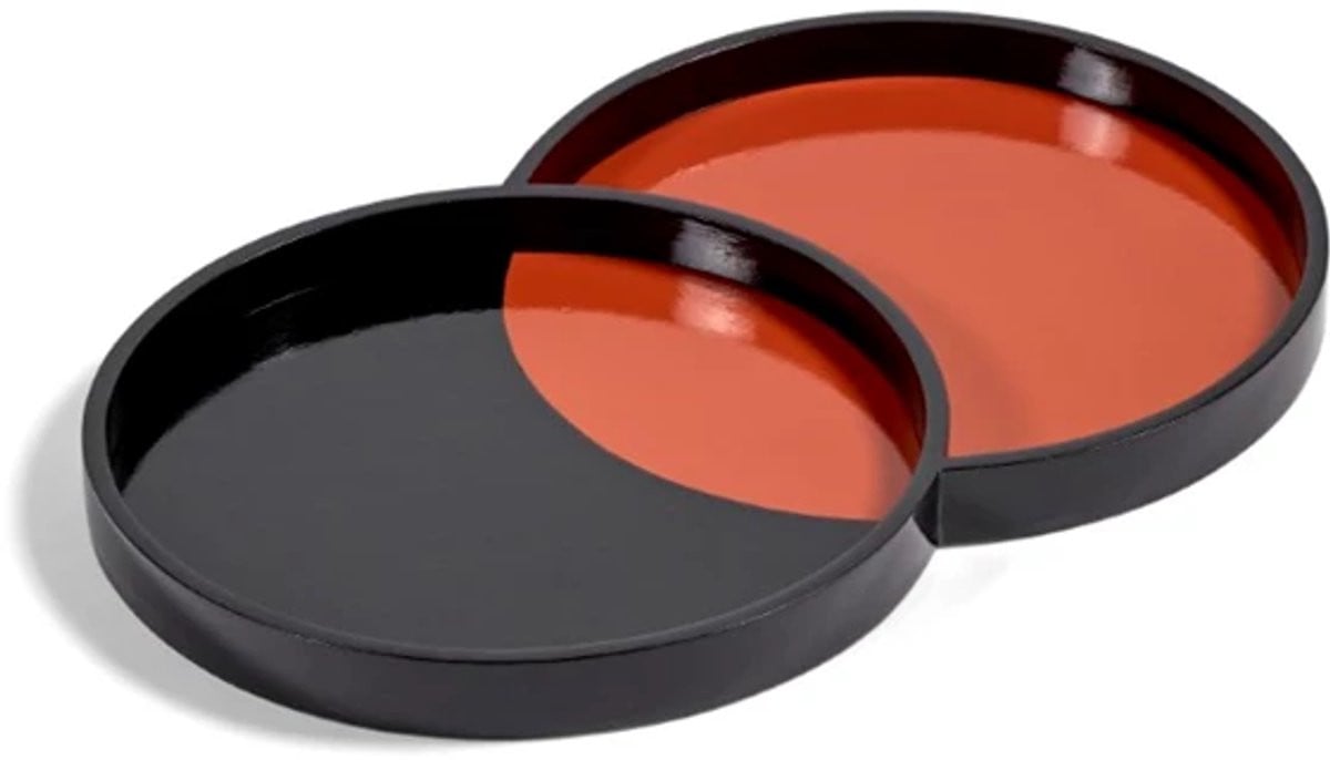 Serax Bob Verhelst Yo-Yo plateau zwart/rood B: 48 cm, D: 30 cm, H: 3 cm