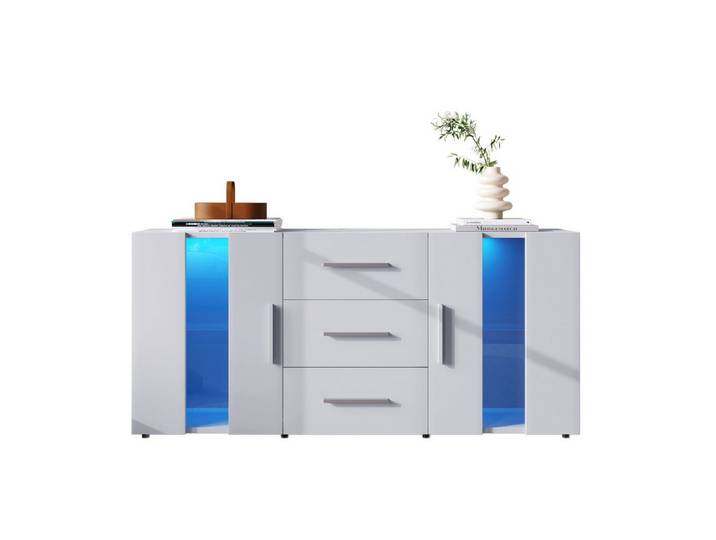 MODFU Sideboard TV schrank Kommode, Standschrank Lagerung-Schrank Einhei, Standschrank Lagerung-Schrank Einheit, mit LED-Bluetooth-Lichtband