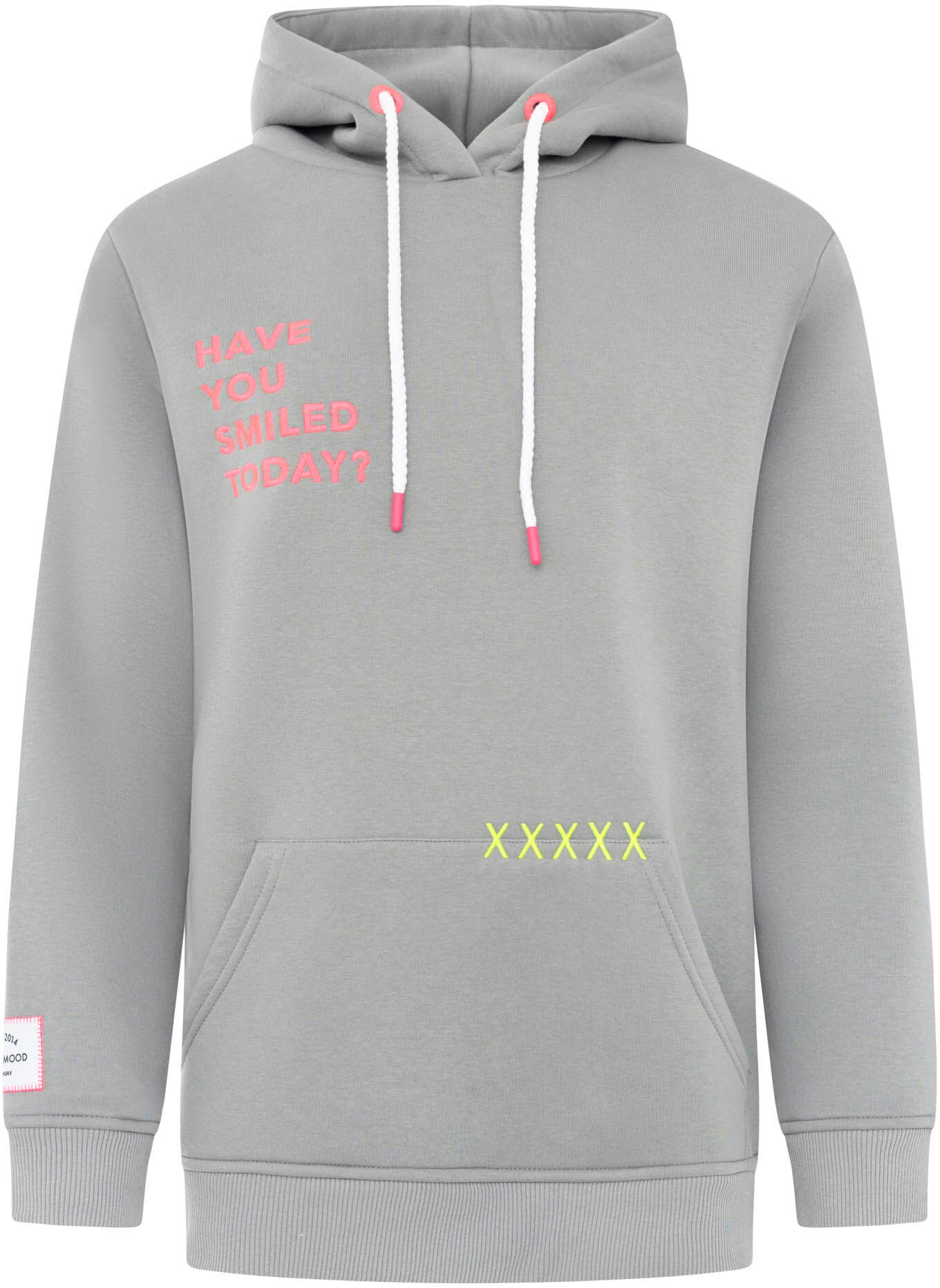 Hoodie ZWILLINGSHERZ "Smile Cross", Damen, Gr. S/M, stone, Sweatware, Obermaterial: 50% Baumwolle, 50% Polyester, Sweatshirts Hoodie, Statement Schriftzug, Stickerei, Kapuze, Kängurutasche stone S/M