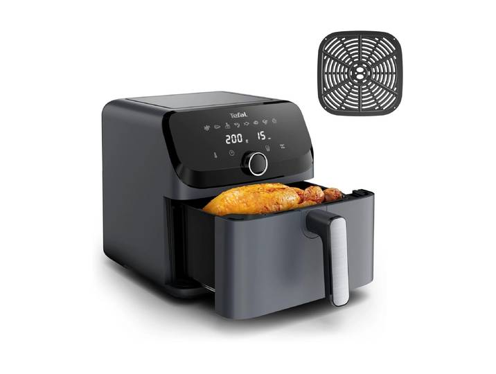 TEFAL Heissluftfritteuse Easy Fry Mega EY855B , grau, B:31cm H:31,5cm T:39,6cm, Fritteusen, Heissluftfritteuse