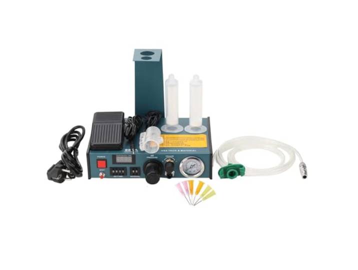 Lfhelper Auto Digital Display Glue Dispenser, Digital Control System, 220V mit Fußschalter Handschalter, Precision Glue Dispenser, Adhesive Controller Dropper Machine, 16 Arten Einstellungen