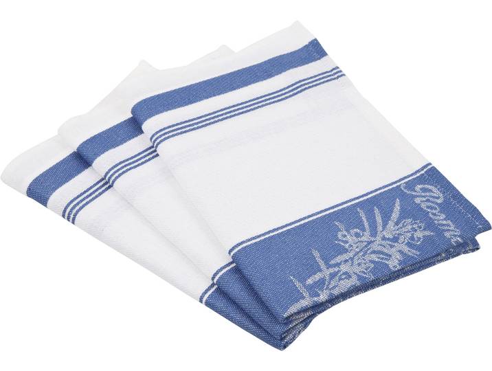 Geschirrtuch ROSS Exclusiv , blau, B:50cm L:70cm, 50% Baumwolle, 50% Leinen, Geschirrtücher, Geschirrtuch, Mittelstreifen mit Kräutern, 50x70 cm
