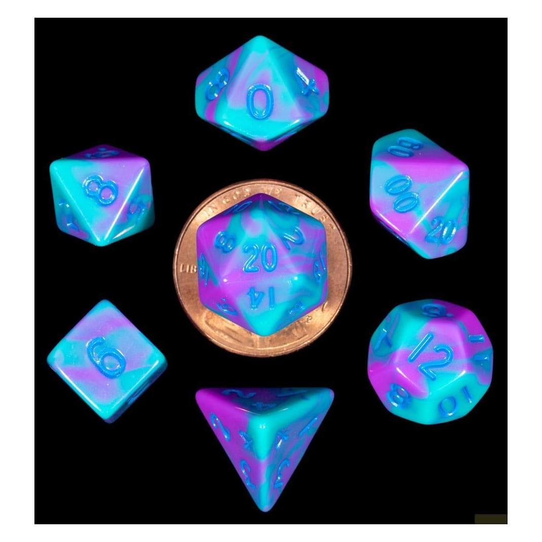FanRoll Mini Würfel Set Turquoise and Purple Marble (7) (FNRL4172)