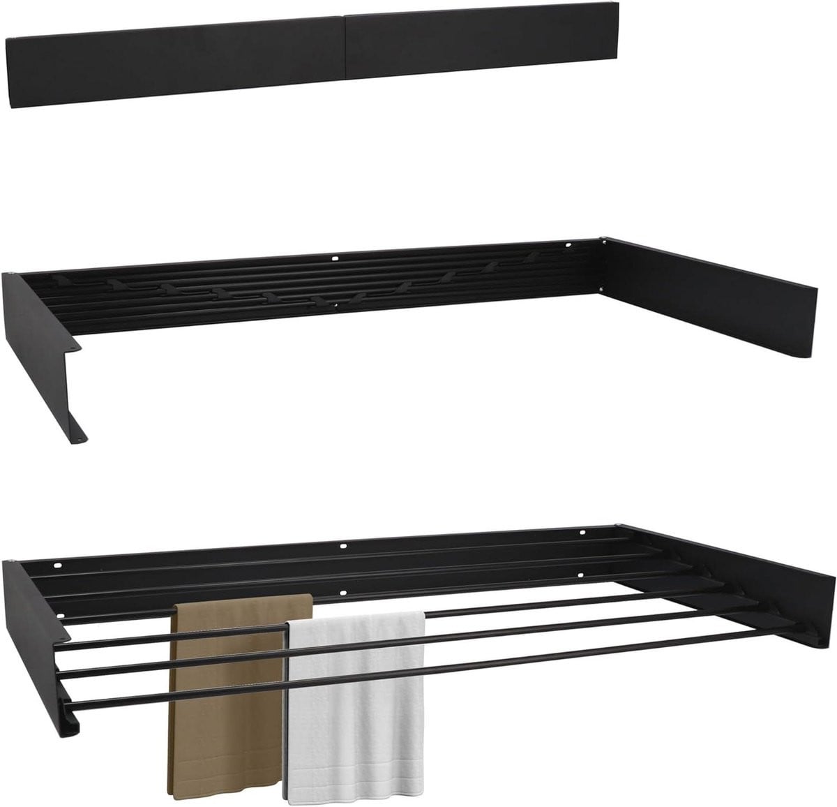Inklapbaar wanddroogrek in zwart - 100 cm