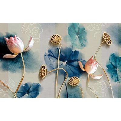 Fototapete PAPERMOON "Muster mit Blumen", bunt, B:2,5m L:1,86m, Vlies, Tapeten