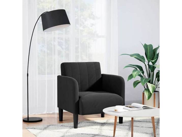 Fauteuil Salon - JILL - avec accoudoirs - JILL - noir 54 cm velours - L 68xP 68xH 70 cm EU4656