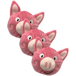 Aumüller Katzenspielkissen Schweinchen Peggy, 3er Set - Katzenspielzeug mit Baldrianfüllung