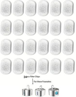 Inspired Finds Premium Cat Water Fountain Replacement Filters 12 24 Pack For Automatic Pet Water Dispensers 24pcs