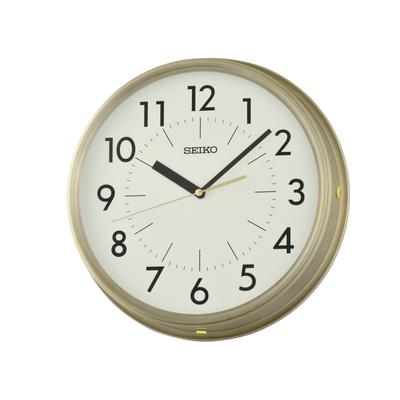 Wanduhr SEIKO, beige (goldfarben), Wanduhren, Ø 30,6cm, Wanduhr, Quarzuhr, durchlaufende Sekunde, Büro, Küche, Esszimmer, Wohnzimmer