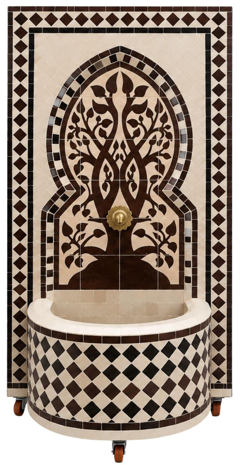 Mosaikbrunnen Marrakesch 040 mit LoopFlow-System mit Rollen handgefertigt 106 cm