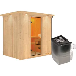 Karibu Sauna Bodin 9 kW Ofen int.Steuerung inkl.Dachkranz inkl. gratis Zubehörpaket im Wert von 126,96€