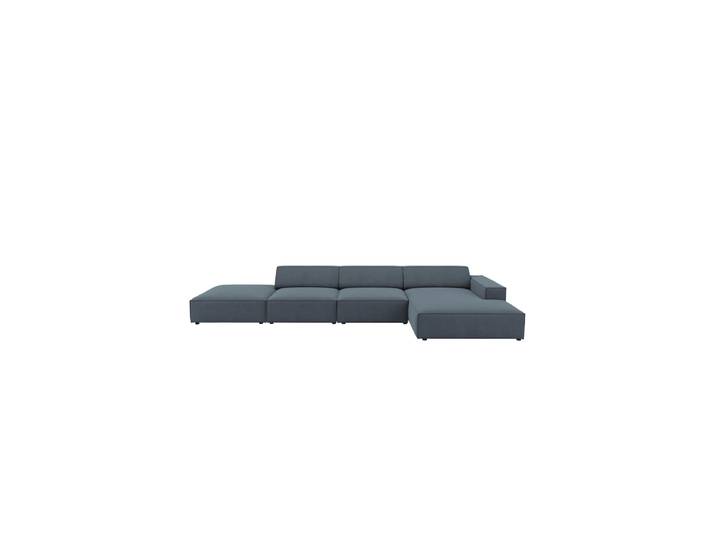 Design Ecksofa „Jodie“ mit abgerundeten Ottomanen (5-Sitzer) Strukturstoff Blau Chosen by Bloomingloft