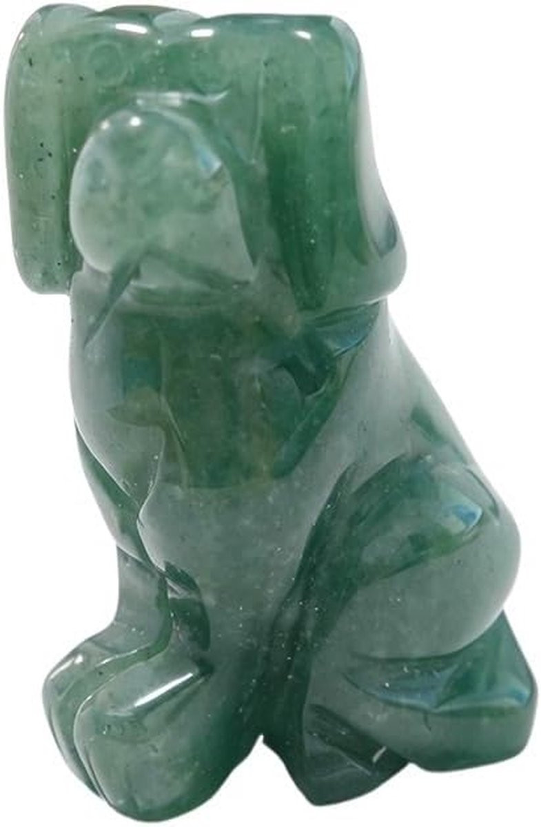 Jade Dieren Beeldje Hond - Halfedelsteen Interieur Decoratie - 38 mm