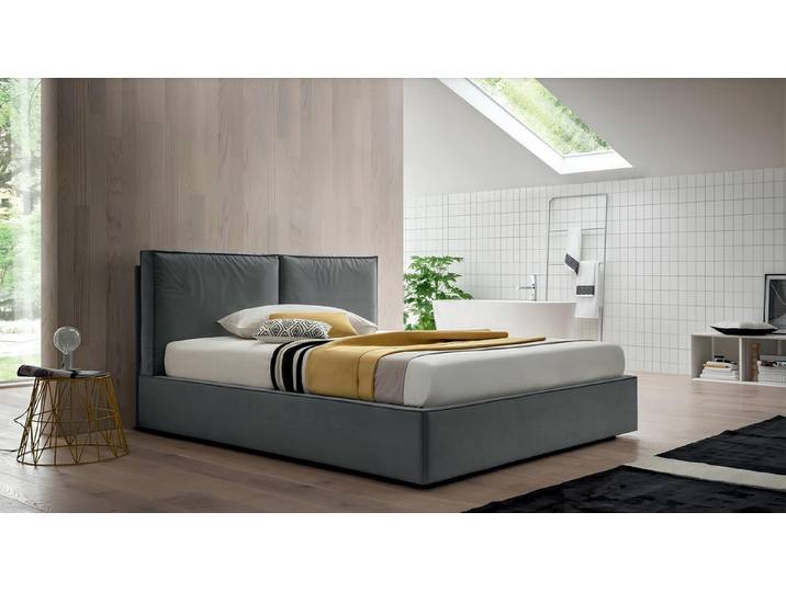 JVmoebel Polsterbett Elegantes graues Polsterbett mit Stauraum und Hotelqualität, Made in Europa