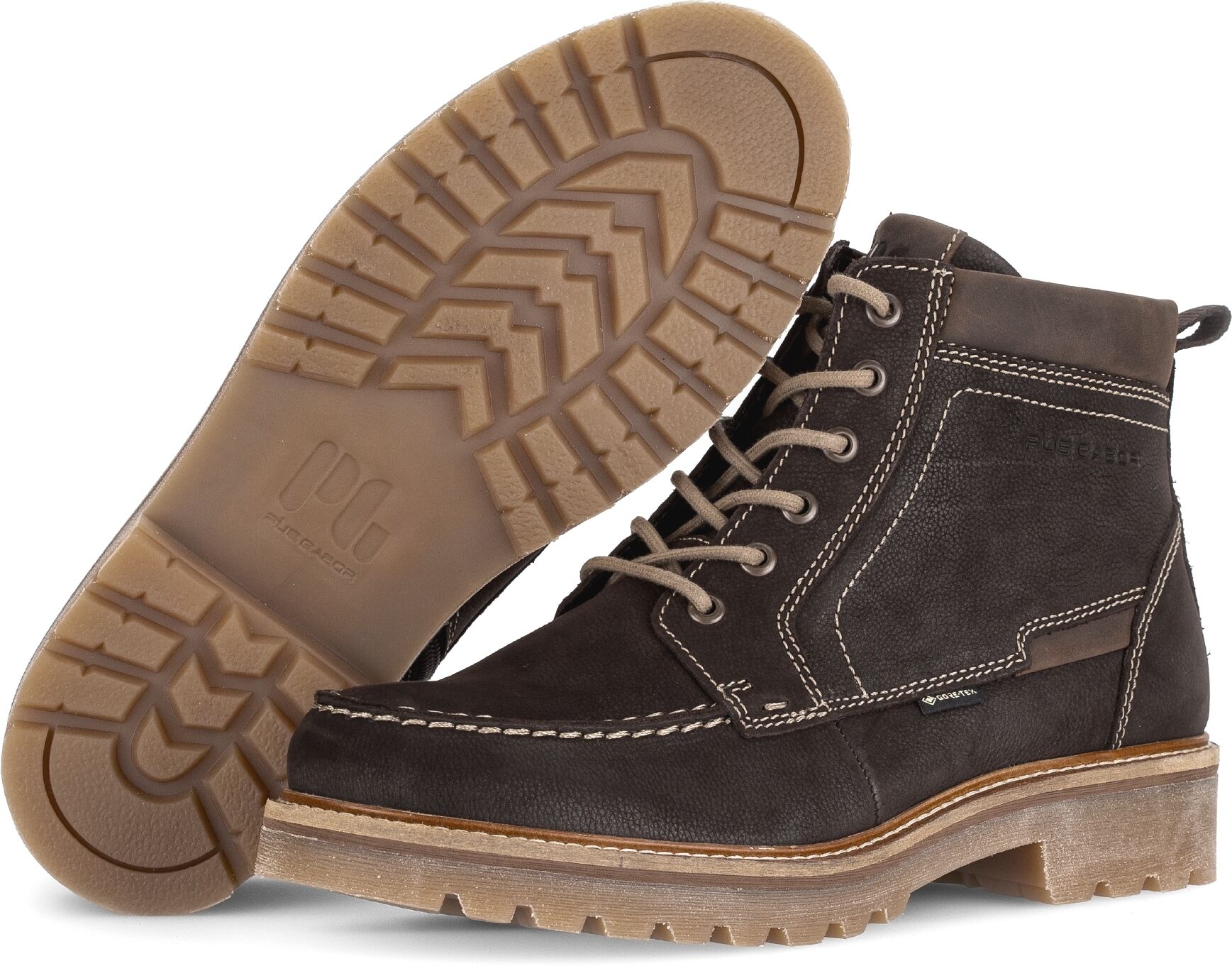Schnürboots PIUS GABOR, Herren, Gr. 7 (40,5), braun (mokka), Nubukleder, Schuhe Schnürboots, Herbstboots, Outdoorschuh mit Innenreissverschluss, G-Weite mokka 7 (40,5)