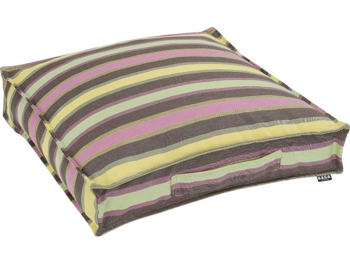 Sitzkissen H.O.C.K. Yucatan , bunt (lila, salbeigrün, gestreift), B:50cm H:10cm L:50cm, Kunstfaser, Dekokissen_Sitzkissen_Kissenhüllen, Sitzkissen, mit bunten Streifen