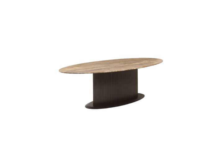 Ovaler Design Esstisch „Russo“ mit Marmor-Tischplatte, 235 x 110 cm Braun Richmond Interiors