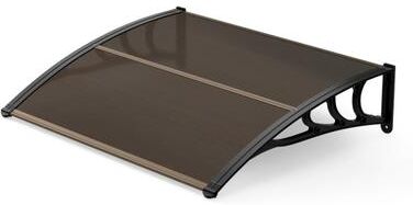 Costway 39 x 30 Inch Outdoor Front Door Window Awning Door Canopy Exterior-Brown