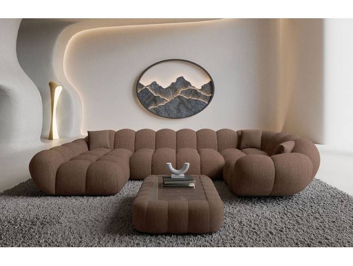 Stoff Wohnlandschaft Maleron U-Form