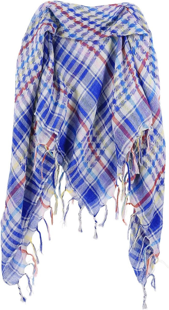 Merkloze plaid doek multicolored lichtblauw 100 x 100 cm