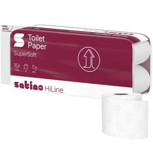 Satino Toilettenpapier HiLine, 078350, MT1, 3-lagig, Tissue, 250 Blatt, 8 Rollen
