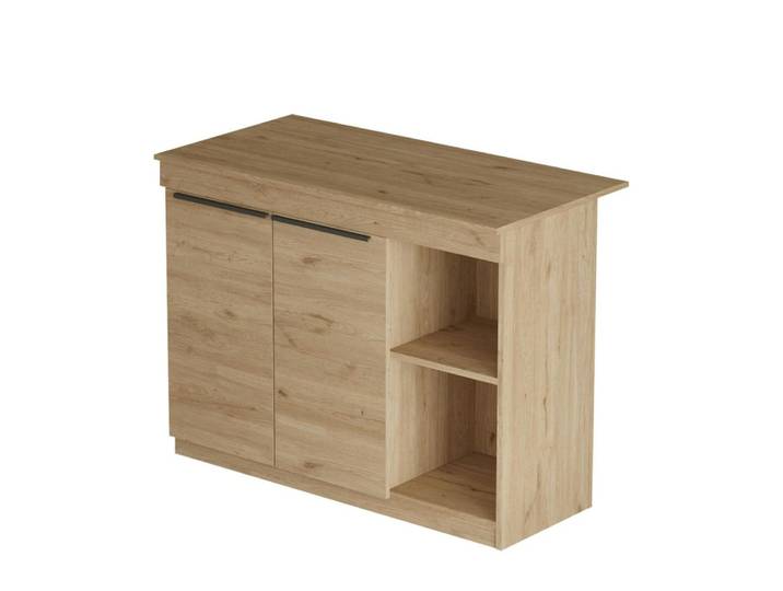 Bar / table haute de cuisine 2 portes 2 niches décor bois