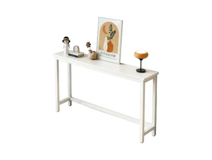 Hynbdes Schmal Konsolentisch, Konsolentisch für Hinter Der Couch, Schmales Design, Hölzern, platzsparend & stabil, für Wohnzimmer, Schlafzimmer, Flur, Weiß – Weiß 140×30×80cm