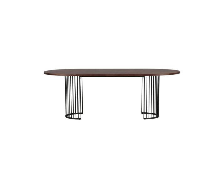 Table de salle à manger ovale couleur noyer effet bois