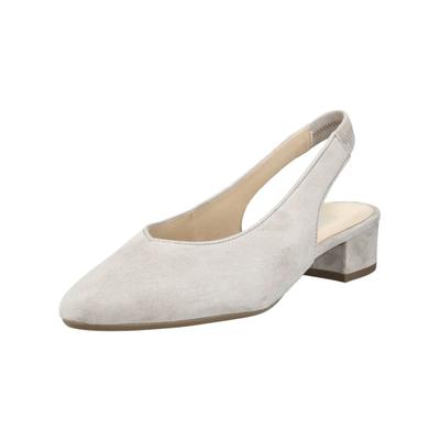 Slingpumps GABOR "Gabor Pumps Leder", Damen, Gr. 38, Leder, hellgrau, Schuhe Slingpumps