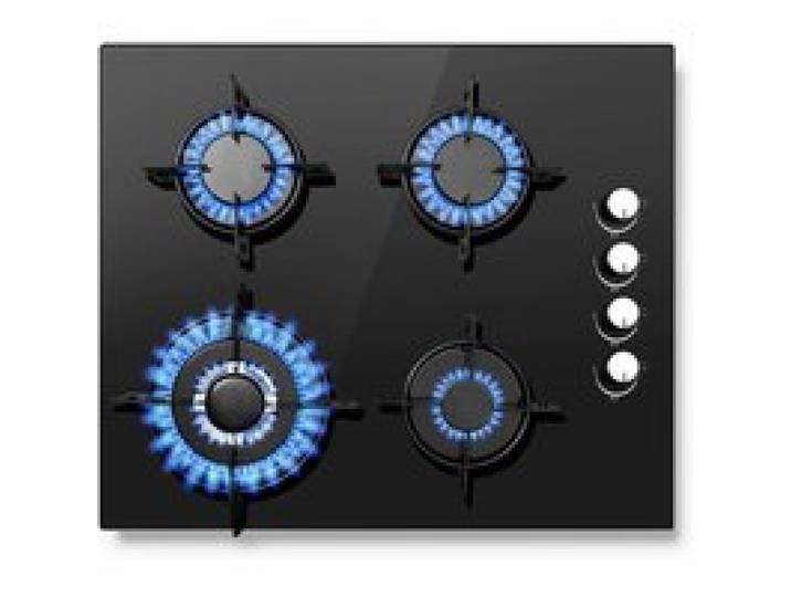 Table de cuisson gaz - SNDOAS - PGR6041G-AEB - Verre trempé noir - 4 feux 8 kW - Allumage électronique