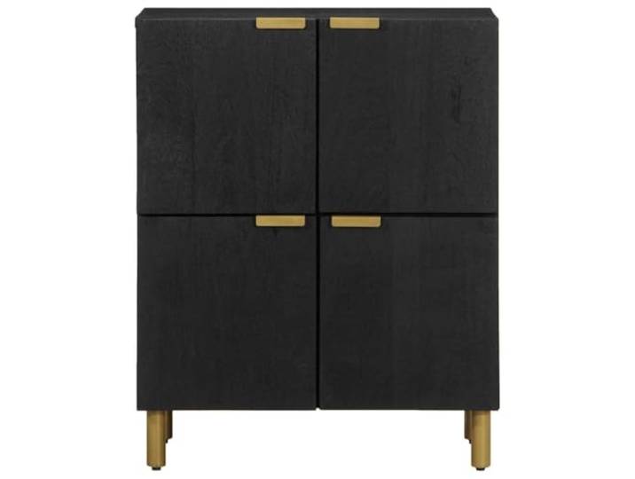 KTHLBRH Anrichte schwarz 60 x 33 x 75 cm aus mehrschichtigem Holz Füße aus Metall, praktische Griffe, geschlossene Tür, für Küche, Bad, Eingangsbereich