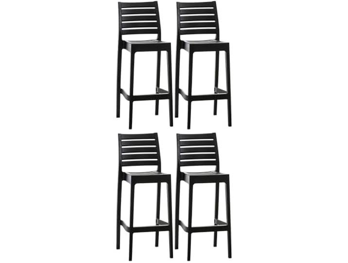 CLP 4er Set Outdoor-Barhocker Ares Mit Fußstütze I Stapelbare Tresenhocker In Rattan-Optik Farbe schwarz