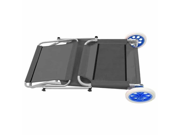 Elégant Transat de la plage Gris - Chaise longue pliable avec auvent et roues Acier Gris PRO3874179749060