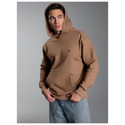 Sweatshirt TRIGEMA "TRIGEMA Hoodie mit Affe Charly-Stickmotiv", Herren, Gr. S, braun (haselnuss), Sweatware, 70% Baumwolle, 30% Polyester, Basic, ohne Ausschnitt, Sweatshirts Sweatshirt