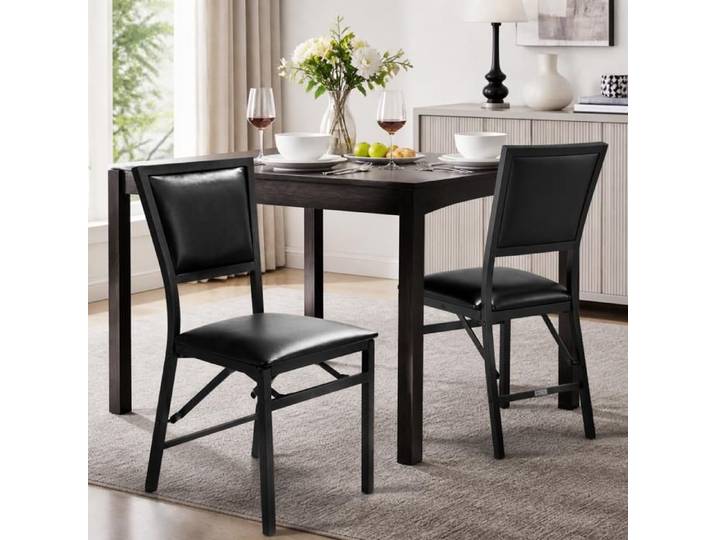 Chaise pliante - PAGE LIVING - PAGE Living - dossier rembourré mousse - simili cuir noir - lot de 2 pliantes