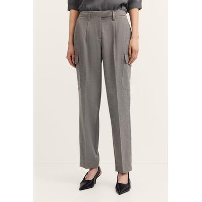 Cargohose BUGATTI "Stretch-Mix", Damen, Gr. 44, Normalgrößen, grau (250, grau), 65% Polyester, 32% Viskose, 3% Elasthan, unifarben, normal, Hosen Cargohose, mit Bundfalte & normaler Passform